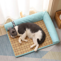 HKM-9792957 Cooling Pet Bed with Bamboo Fiber - Triangular Design for Dogs and Cats, Comfortable Summer Sleeping Mat