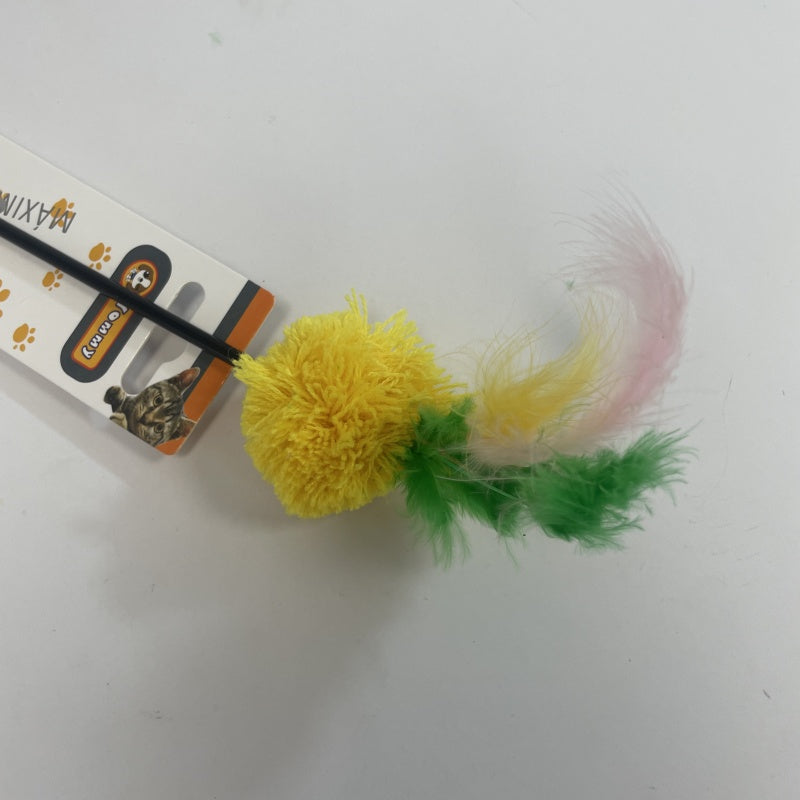 HKM-9793725 Colorful Feather Ball Cat Toy for Engaging Playtime Fun