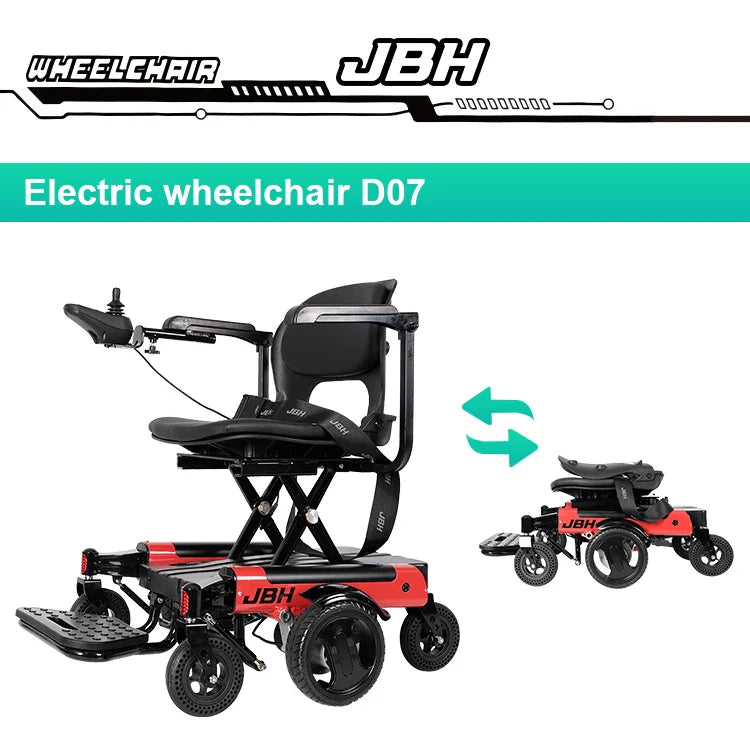 HKM-979411 Portable Foldable Motorized Electric Wheelchair, Lightweight, 20km Range, 6 km/h Speed, Aluminum Frame, 120 kg Load Capacity