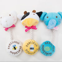 HKM-9794365 Plush Toy with Sound and Cotton Rope for Dogs - Frog, Cow, and Bear Designs