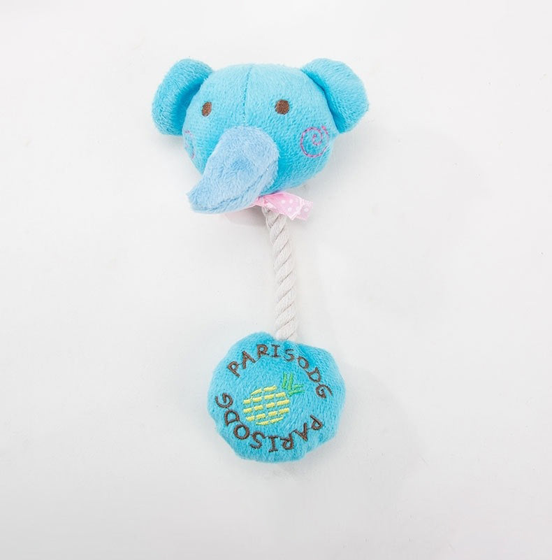 HKM-9794365 Plush Toy with Sound and Cotton Rope for Dogs - Frog, Cow, and Bear Designs