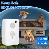 HKM-9794877 4-Pack Ultrasonic Pest Repeller with Adjustable 1-75KHz Frequency, 6 Levels, Indoor & Outdoor Use, 950mAh Rechargeable, Covers 753 Sq.ft