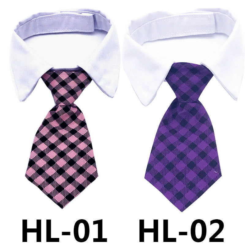HKM-9795133 Solid Color and Striped Pet Tie for Cats and Dogs - Polyester Silk, S and L Sizes