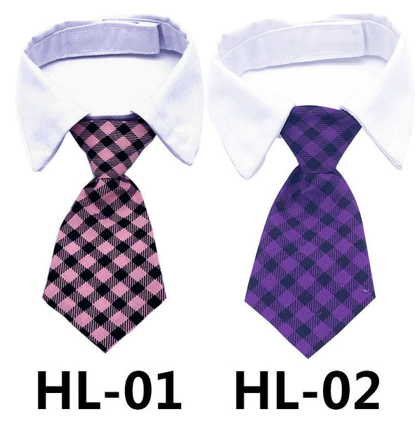 HKM-9795133 Solid Color and Striped Pet Tie for Cats and Dogs - Polyester Silk, S and L Sizes