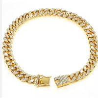 HKM-9795517 Luxury Alloy Dog and Cat Choker with Sparkling Diamond Design, Adjustable and Durable Metal Chain