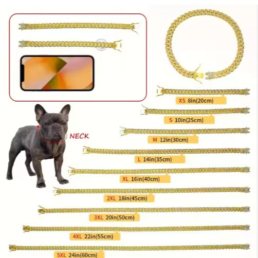 HKM-9795517 Luxury Alloy Dog and Cat Choker with Sparkling Diamond Design, Adjustable and Durable Metal Chain