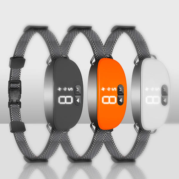 HKM-9796157 Dog Barking Prevention Collar in Black, White, and Orange - Durable Plastic Design