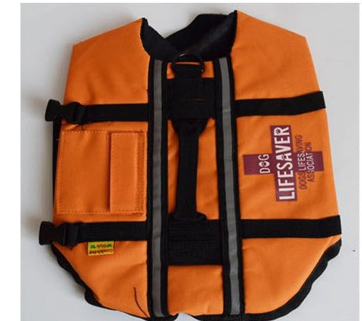 HKM-9797053 Pet Dog Life Jacket Swimsuit in Orange for Safety and Buoyancy