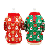 HKM-9798461 Cozy Christmas Tree Hoodie for Pets in Festive Green and Red