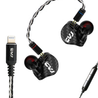 HKM-979859 Lightning Interface Ring Iron HiFi In-Ear Headphones with Silicone Sleeves and Storage Bag