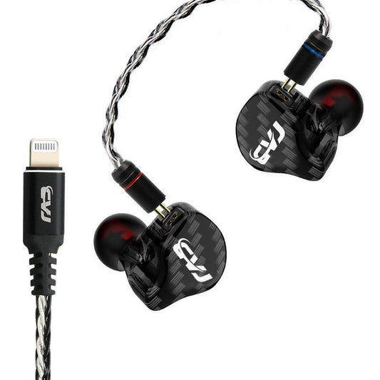 HKM-979859 Lightning Interface Ring Iron HiFi In-Ear Headphones with Silicone Sleeves and Storage Bag