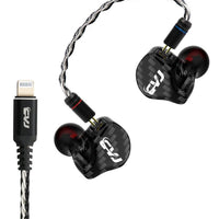 HKM-979859 Lightning Interface Ring Iron HiFi In-Ear Headphones with Silicone Sleeves and Storage Bag