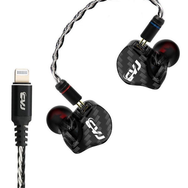 HKM-979859 Lightning Interface Ring Iron HiFi In-Ear Headphones with Silicone Sleeves and Storage Bag
