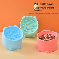 HKM-9798845 Solid Color Minimalist Slow-Feeding Anti-Choking Pet Bowl - Available in Blue, Pink, Green