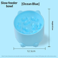 HKM-9798845 Solid Color Minimalist Slow-Feeding Anti-Choking Pet Bowl - Available in Blue, Pink, Green