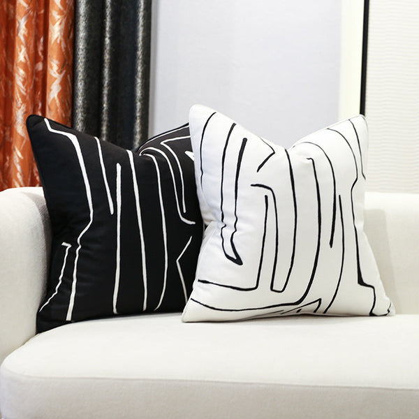HKM-979923 Nordic Style Striped Cotton and Hemp Pillow Cushion in Multiple Sizes