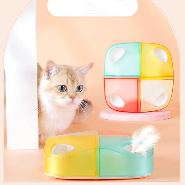 HKM-9799485 Rechargeable Automatic Cat Feather Toy with Vibration Induction and Random Play Features