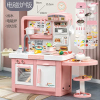 HKM-979987 Durable Plastic Pretend Play Kitchen Tableware Set with Sound, Light, and Water Features for Kids