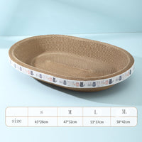 HKM-9800125 Oval Cat Scratch Bed and Scratching Pad - 2-in-1 Cardboard Lounger for Indoor Cats and Kittens