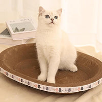 HKM-9800125 Oval Cat Scratch Bed and Scratching Pad - 2-in-1 Cardboard Lounger for Indoor Cats and Kittens
