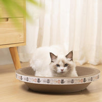 HKM-9800125 Oval Cat Scratch Bed and Scratching Pad - 2-in-1 Cardboard Lounger for Indoor Cats and Kittens