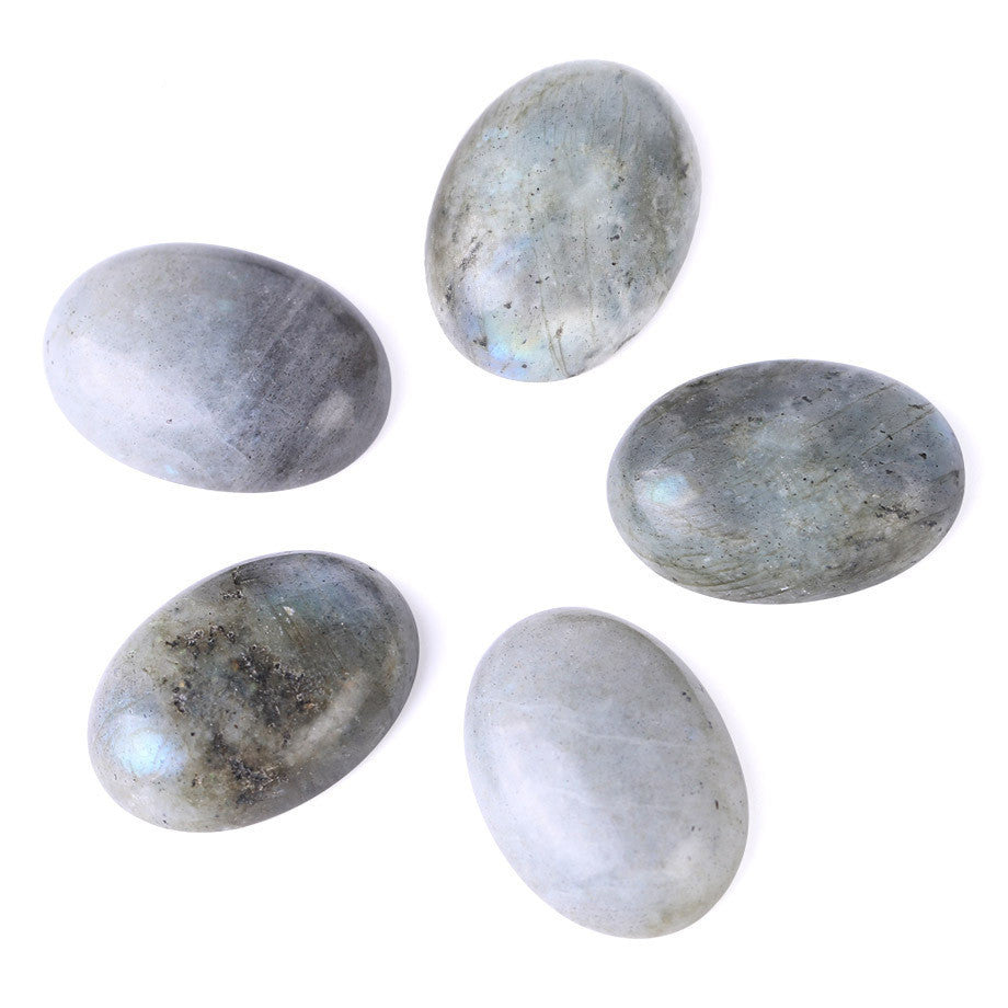 HKM-980115 Labradorite Gemstone Cabochon Flat Bottom Ring Face - Natural Stone, 13x18mm to 30x40mm Sizes