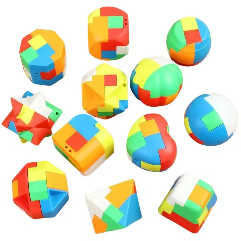 HKM-980115 Luban Lock Puzzle Toy - 12 Styles Unlock Ball for IQ Development and Keychain Decoration