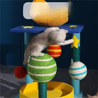 HKM-9801917 Starry Cat Climbing Frame with Toy - Soft Teddy Velvet & Sisal Material