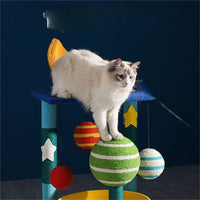 HKM-9801917 Starry Cat Climbing Frame with Toy - Soft Teddy Velvet & Sisal Material