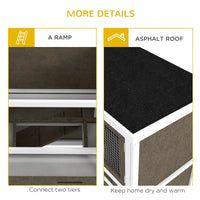 HKM-9802301 Wooden Indoor Outdoor Bunny Hutch with Ramp, Double-Level Design and Weatherproof Features