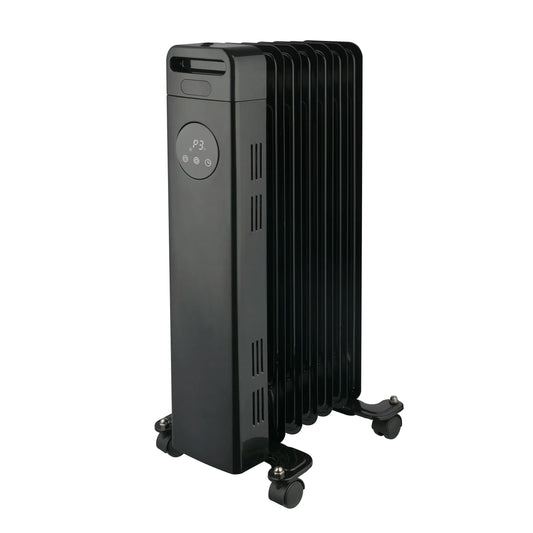 HKM-980307 Portable Oil-Filled Radiator Heater with Adjustable Thermostat and Remote Control, 1500W, for Home Use