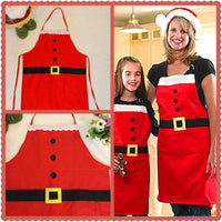 HKM-980307 Red Christmas Apron for Women and Children, Stylish Kitchen Cooking Apron, Great Holiday Gift