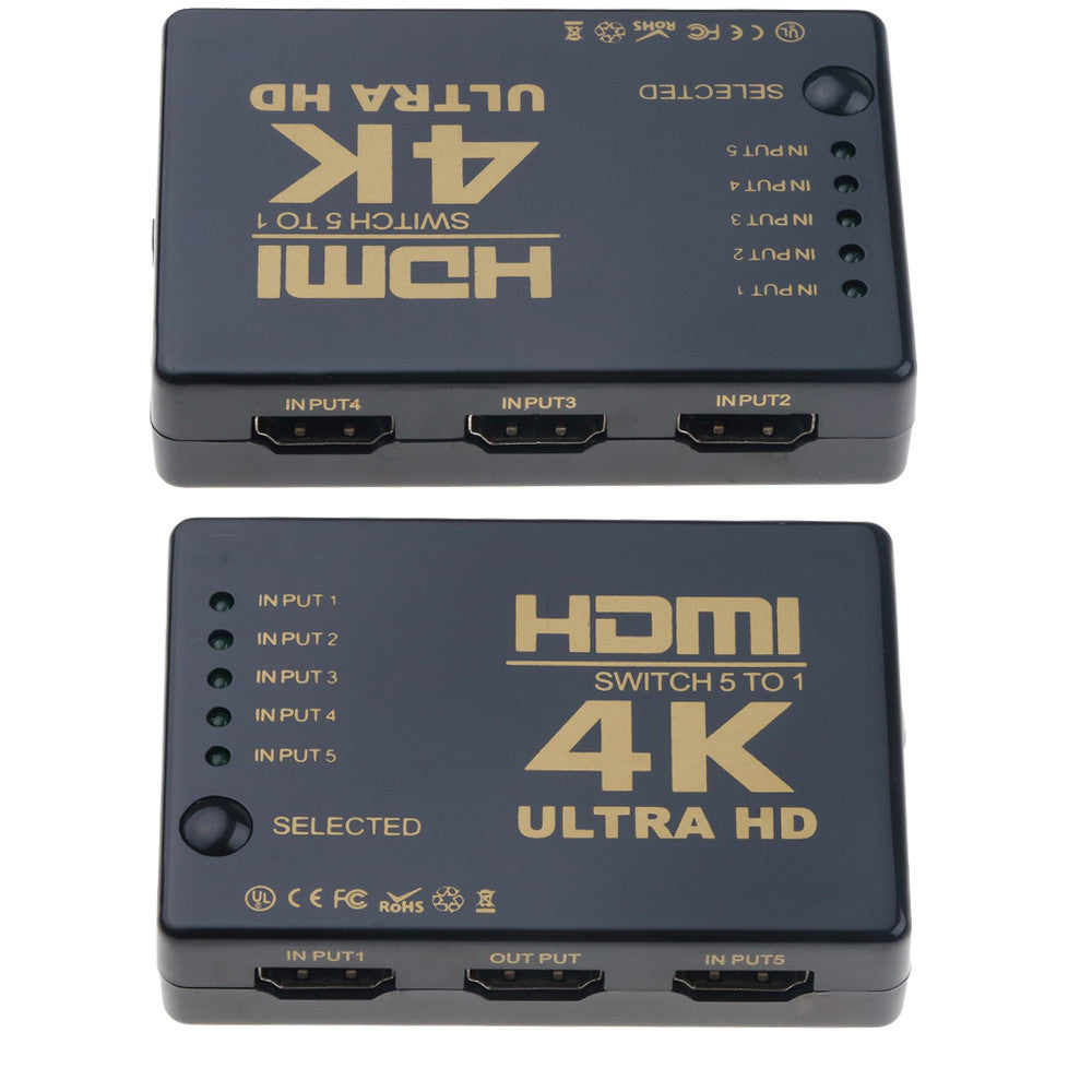 HKM-980371 5-In-1 HDMI Switcher with Remote Control for Easy Signal Switching