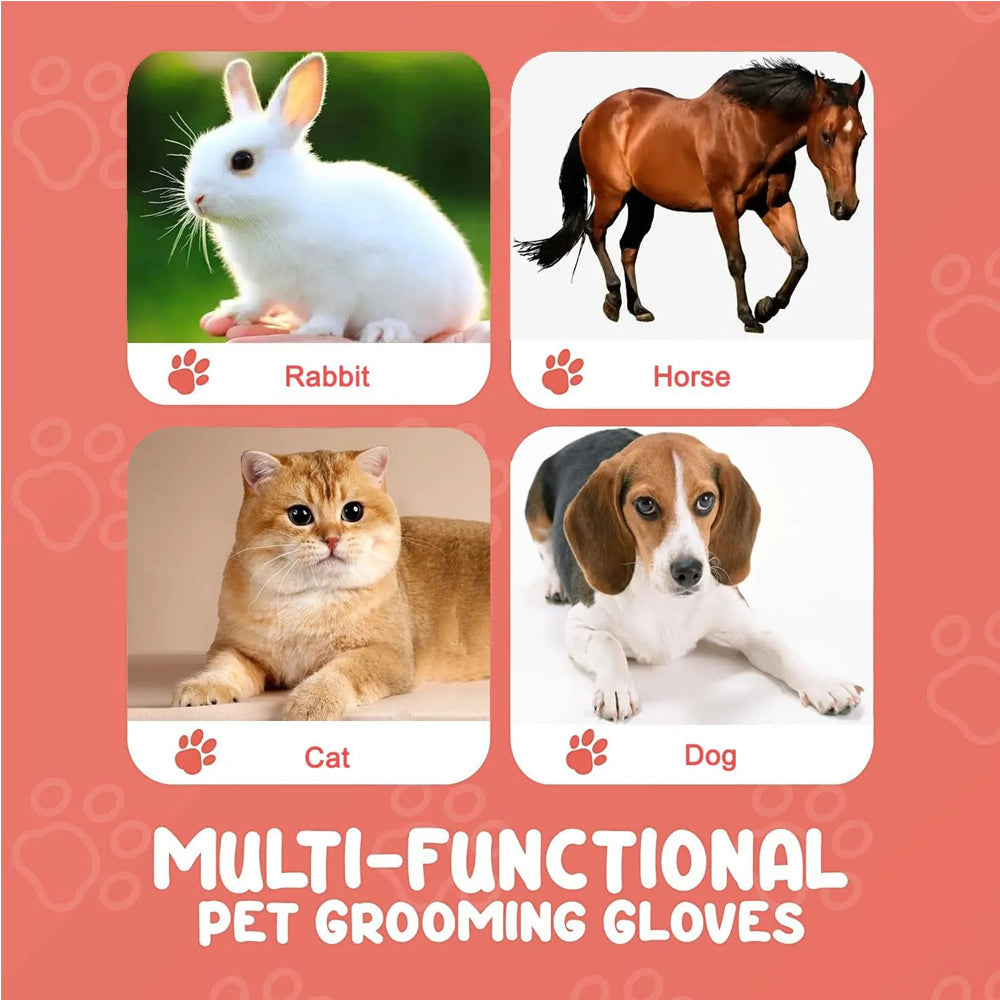 HKM-9804221 Premium Pet Grooming Glove for Cats, Dogs, and Small Animals - De-Shedding and Massage Tool