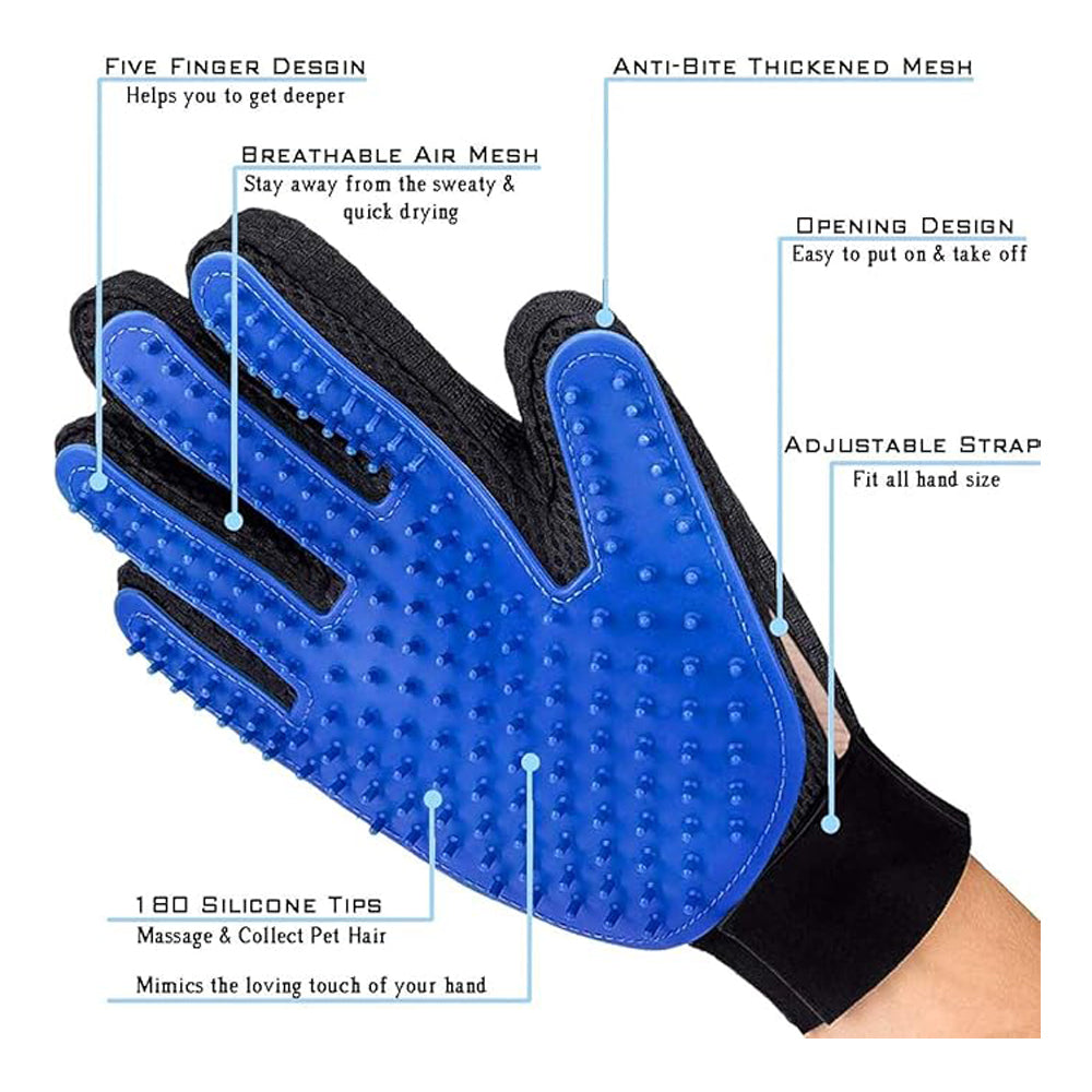 HKM-9804221 Premium Pet Grooming Glove for Cats, Dogs, and Small Animals - De-Shedding and Massage Tool