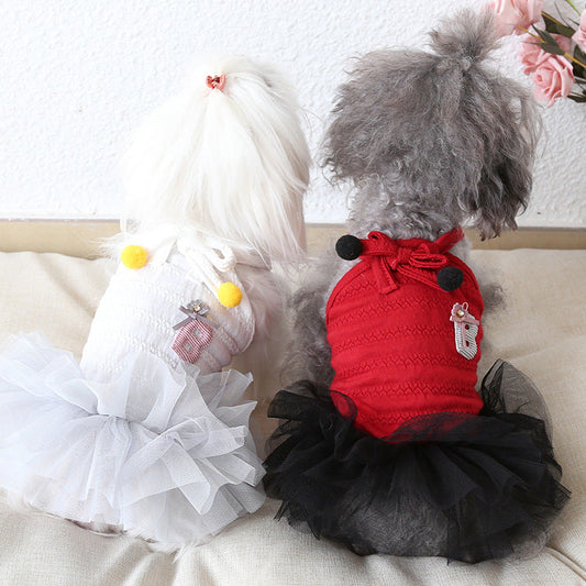 HKM-9804989 Colorful Bow Suspender Skirt for Dogs and Cats - Cotton Material, Fashionable Design
