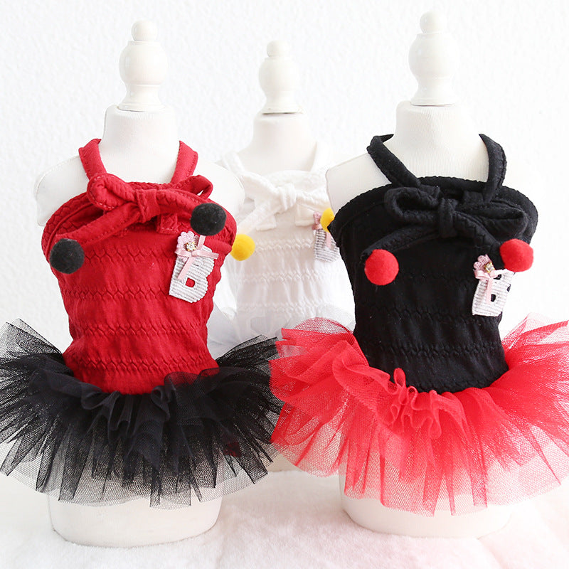 HKM-9804989 Colorful Bow Suspender Skirt for Dogs and Cats - Cotton Material, Fashionable Design