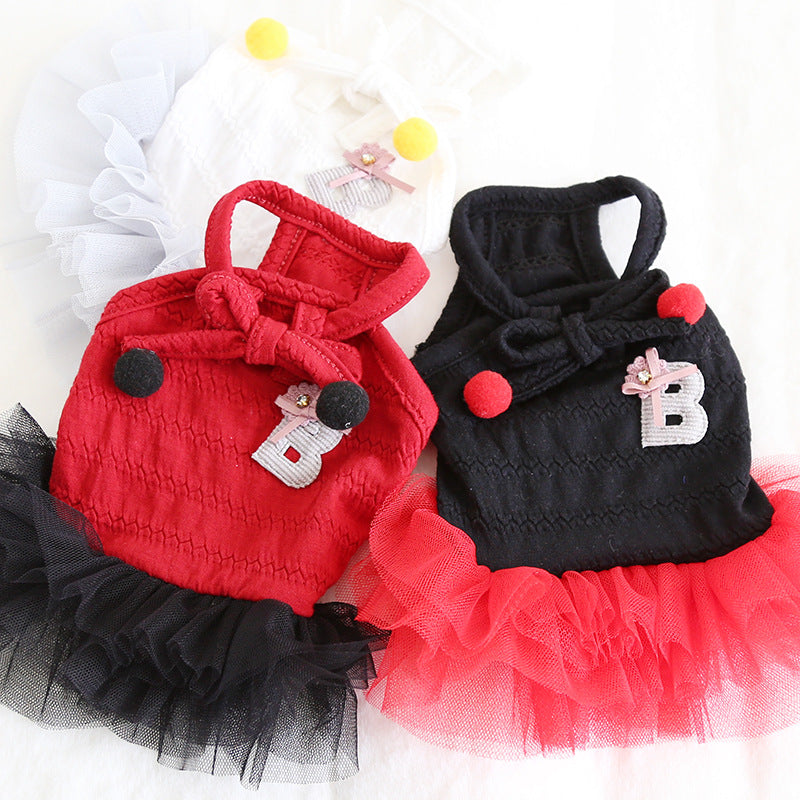HKM-9804989 Colorful Bow Suspender Skirt for Dogs and Cats - Cotton Material, Fashionable Design