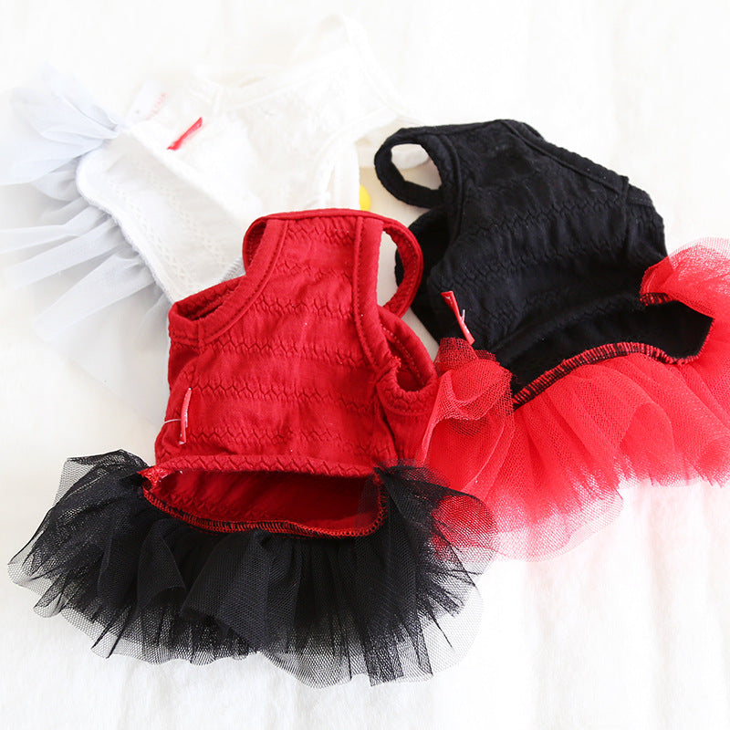 HKM-9804989 Colorful Bow Suspender Skirt for Dogs and Cats - Cotton Material, Fashionable Design