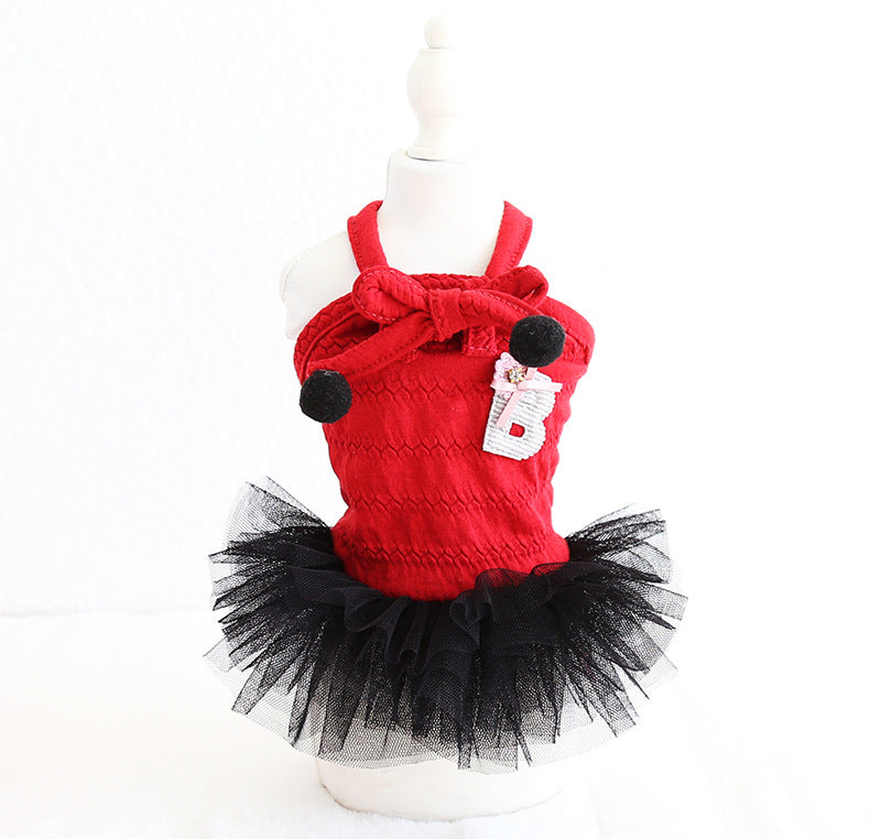 HKM-9804989 Colorful Bow Suspender Skirt for Dogs and Cats - Cotton Material, Fashionable Design