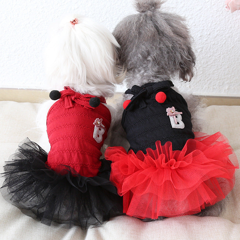 HKM-9804989 Colorful Bow Suspender Skirt for Dogs and Cats - Cotton Material, Fashionable Design