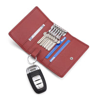 HKM-980563 Multi-Color Cowhide Leather Key Case and Coin Purse with Zipper - Stylish and Functional Design