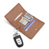 HKM-980563 Multi-Color Cowhide Leather Key Case and Coin Purse with Zipper - Stylish and Functional Design
