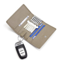HKM-980563 Multi-Color Cowhide Leather Key Case and Coin Purse with Zipper - Stylish and Functional Design