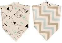 HKM-9806013 Reversible Cotton Baby Triangle Scarf Bib with Fun Prints for Children