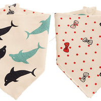 HKM-9806013 Reversible Cotton Baby Triangle Scarf Bib with Fun Prints for Children