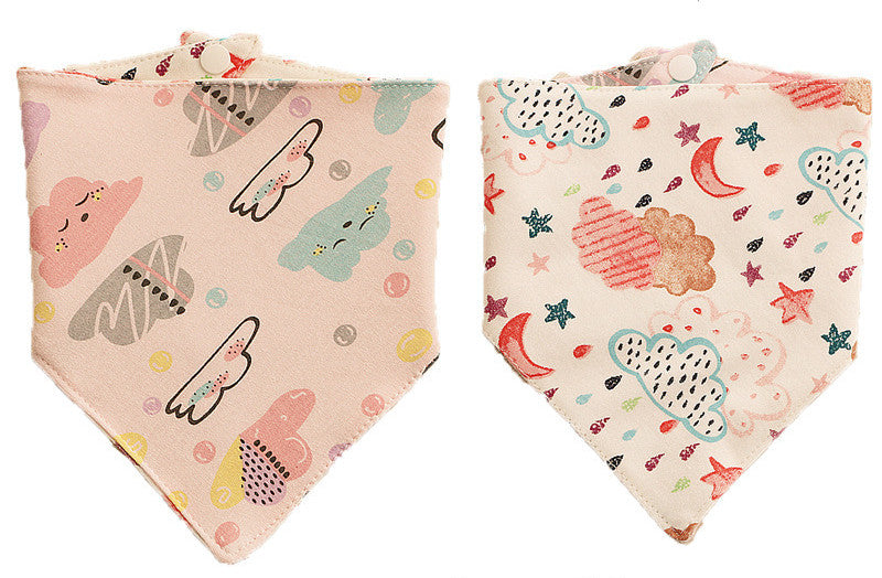 HKM-9806013 Reversible Cotton Baby Triangle Scarf Bib with Fun Prints for Children