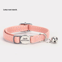 HKM-9806397 Cat Safety Engraved Leather Collar with Anti-Suffocation Design - Multiple Colors Available