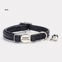 HKM-9806397 Cat Safety Engraved Leather Collar with Anti-Suffocation Design - Multiple Colors Available