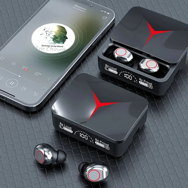 HKM-980691 Bluetooth Wireless Earbuds with LED Power Display, IPX5 Waterproof TWS Headphones for Sports
